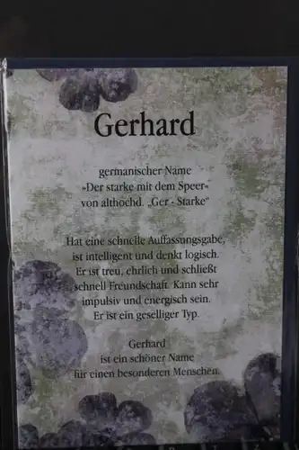 Gerhard, Namenskarte, Geburtstagskarte, Glückwunschkarte, Personalisierte Karte

