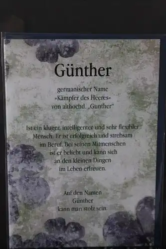 Günther, Namenskarte, Geburtstagskarte, Glückwunschkarte, Personalisierte Karte

