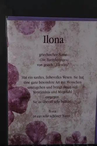 Ilona, Namenskarte, Geburtstagskarte, Glückwunschkarte, Personalisierte Karte


