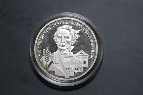 10 Euro Silbermünze Justus von Liebig, Polierte Platte, PP