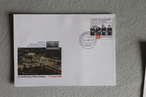 Umschlag mit Sonderwertstempel; USo 116; Briefmarkenmesse Koblenz, 2006