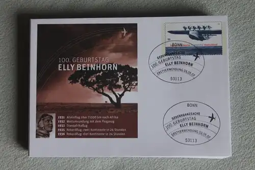 Umschlag mit Sonderwertstempel; USo 132, Elly Beinhorn, 2007