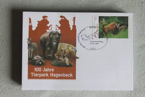 Umschlag mit Sonderwertstempel; USo 133, Tierpark Hagenbeck, 2007