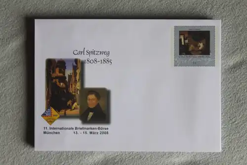 Umschlag mit Sonderwertstempel; USo 146; Briefmarkenbörse München 2008 und Carl Spitzweg
