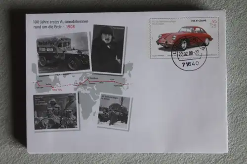 Umschlag mit Sonderwertstempel; USo 144; 100 Jahre Automobilrennen; 2008