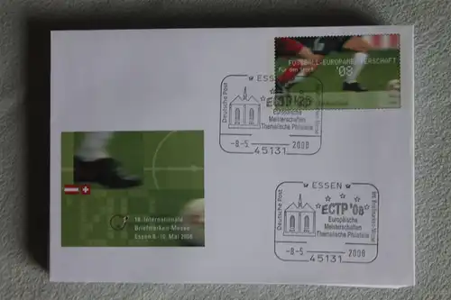 Umschlag mit Sonderwertstempel; USo 155; 18. Internationale Briefmarkenmesse Essen 2008: Für den Sport - Fußball- EM