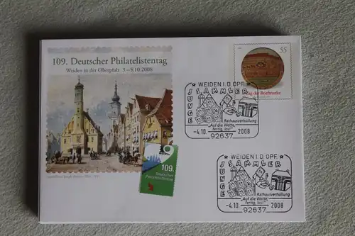 Umschlag mit Sonderwertstempel; USo 162; Tag der Briefmarke und Philatelistentag 2008