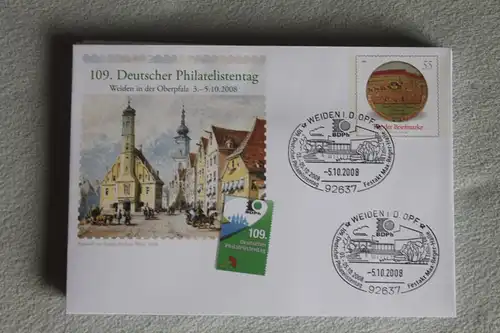 Umschlag mit Sonderwertstempel; USo 162; Tag der Briefmarke und Philatelistentag 2008