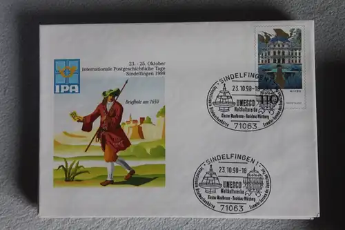 Umschlag mit Sonderwertstempel; USo 4; Intern. Postgeschichtliche Tage Sindelfingen 1998