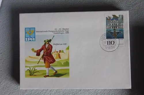 Umschlag mit Sonderwertstempel; USo 4; Intern. Postgeschichtliche Tage Sindelfingen 1998