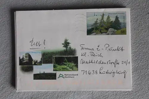 Umschlag mit Sonderwertstempel; USo 39; Nationalpark Harz, 2002