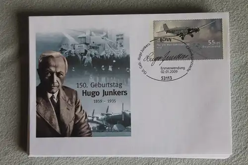 Umschlag mit Sonderwertstempel; USo 173; Hugo Junkers; 2009