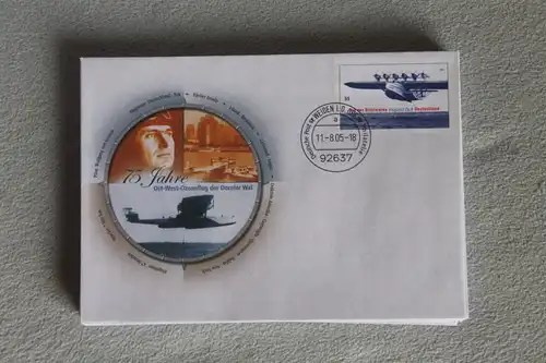 Umschlag mit Sonderwertstempel; USo 100; Tag der Briefmarke 2004, Ozeanüberquerung