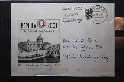 Umschlag mit Sonderwertstempel; USo 23; BEPHILA 2001