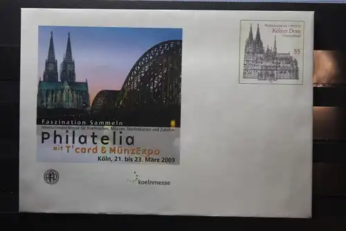 Umschlag mit Sonderwertstempel; USo 55; PHILATELIA 2003 Köln