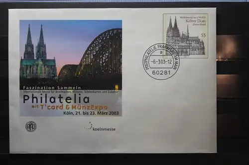 Umschlag mit Sonderwertstempel; USo 55; PHILATELIA 2003 Köln