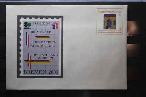 Umschlag mit Sonderwertstempel; USo 52; Bilaterale Briefmarken-Ausstellung Bremen 2003