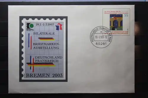 Umschlag mit Sonderwertstempel; USo 52; Bilaterale Briefmarken-Ausstellung Bremen 2003