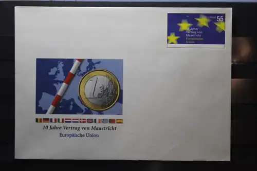 Umschlag mit Sonderwertstempel; USo 65; 10 Jahre Vertrag von Mastricht , 2003
