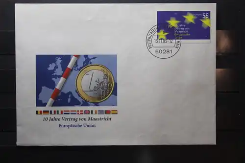 Umschlag mit Sonderwertstempel; USo 65; 10 Jahre Vertrag von Mastricht , 2003