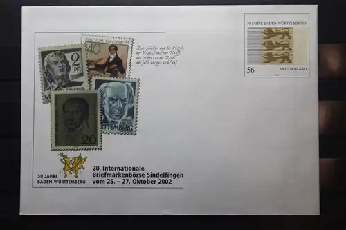 Umschlag mit Sonderwertstempel; USo 43; Intern. Briefmarken-Börse Sindelfingen 2002