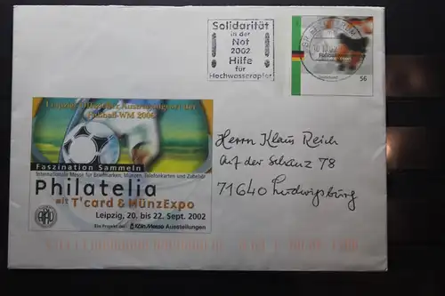 Umschlag mit Sonderwertstempel; USo 42; Philatelia Leipzig 2002