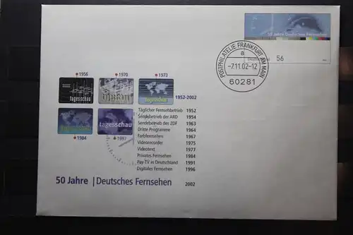 Umschlag mit Sonderwertstempel; USo 44; 50 Jahre Deutsches Fernsehen, 2002