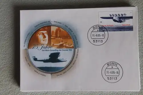 Umschlag mit Sonderwertstempel; USo 100; Tag der Briefmarke 2004, Ozeanüberquerung