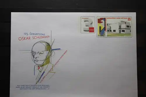 Umschlag mit Sonderwertstempel; USo 302; Oskar Schlemmer; 2013