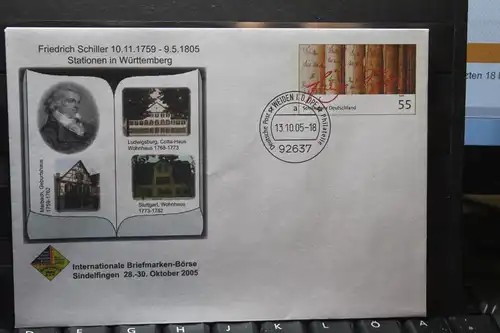 Umschlag mit Sonderwertstempel; USo 106; Intern. Briefmarken-Börse Sindelfingen 2005