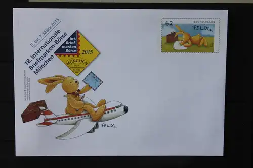 Umschlag mit Sonderwertstempel; USo 356, 18. Intern. Briefmarken-Börse München 2015