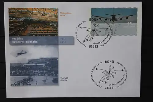 Umschlag mit Sonderwertstempel; USo 224, 100 Jahre Hamburger Flughafen, 2011