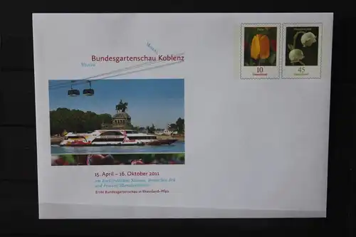 Umschlag mit Freimarkenwertstempel Blumen; U 41, Bundesgartenschau Koblenz 2011