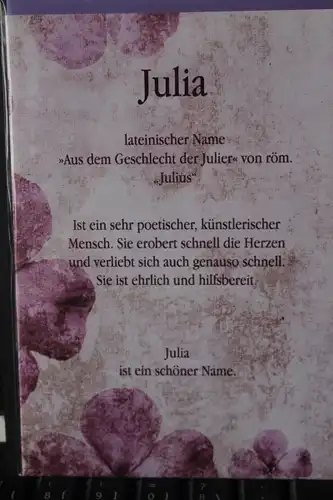 Julia,  Namenskarte, Geburtstagskarte, Glückwunschkarte, Personalisierte Karte