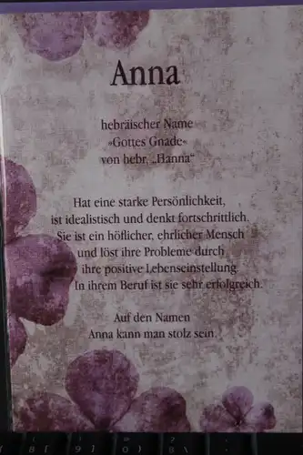 Anna, Namenskarte, Geburtstagskarte, Glückwunschkarte, Personalisierte Karte

