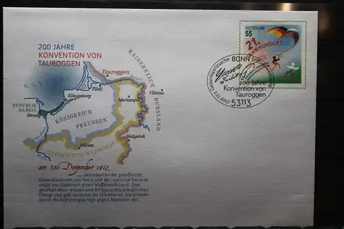Umschlag mit Sonderwertstempel; USo 277, Konvention von Tauroggen, 2012