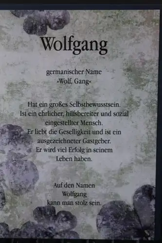 Wolfgang,  Namenskarte, Geburtstagskarte, Glückwunschkarte, Personalisierte Karte


