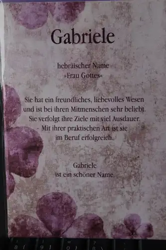 Gabriele,  Namenskarte, Geburtstagskarte, Glückwunschkarte, Personalisierte Karte

