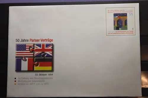 Umschlag mit Sonderwertstempel; USo 82; 50 Jahre Pariser Verträge