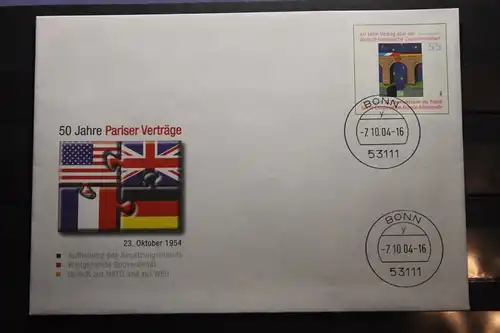 Umschlag mit Sonderwertstempel; USo 82; 50 Jahre Pariser Verträge
