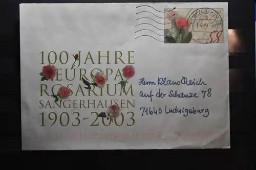 Umschlag mit Sonderwertstempel; USo 60; Rosarium Sangerhausen; 2003