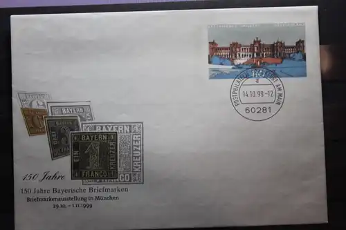 Umschlag mit Sonderwertstempel; USo 11; 150 Jahre Bayerische Briefmarken; 1999