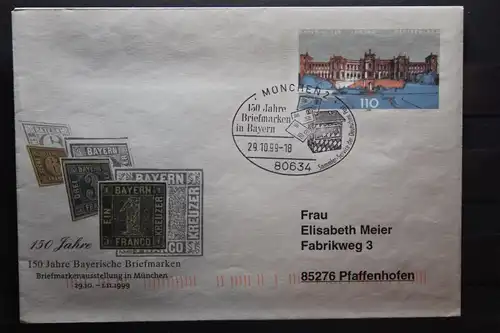 Umschlag mit Sonderwertstempel; USo 11; 150 Jahre Bayerische Briefmarken; 1999