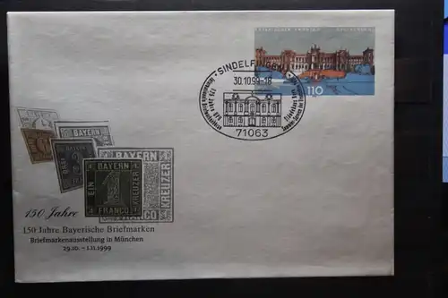 Umschlag mit Sonderwertstempel; USo 11; 150 Jahre Bayerische Briefmarken; 1999
