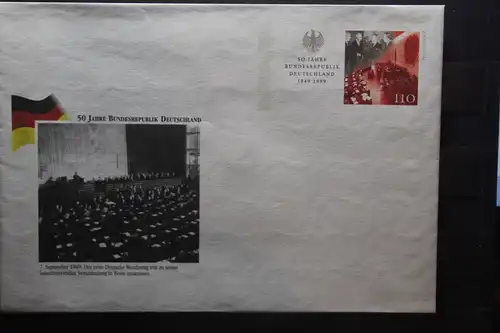 Umschlag mit Sonderwertstempel; USo 9; 50 Jahre BRD