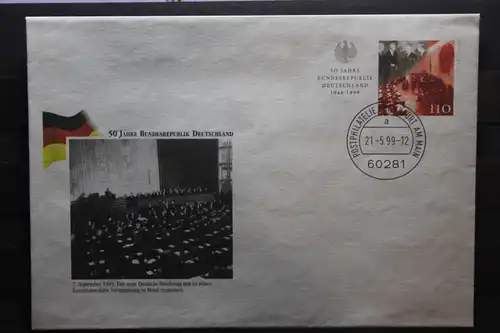 Umschlag mit Sonderwertstempel; USo 9; 50 Jahre BRD