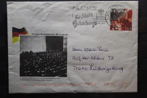 Umschlag mit Sonderwertstempel; USo 9; 50 Jahre BRD