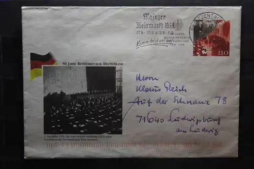Umschlag mit Sonderwertstempel; USo 9; 50 Jahre BRD