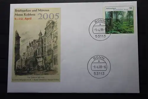 Umschlag mit Sonderwertstempel; USo 91; Briefmarkenmesse Koblenz  2005