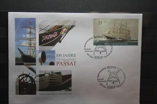 Umschlag mit Sonderwertstempel; USo 237; 100 Jahre Viermastbark Passat; 2011